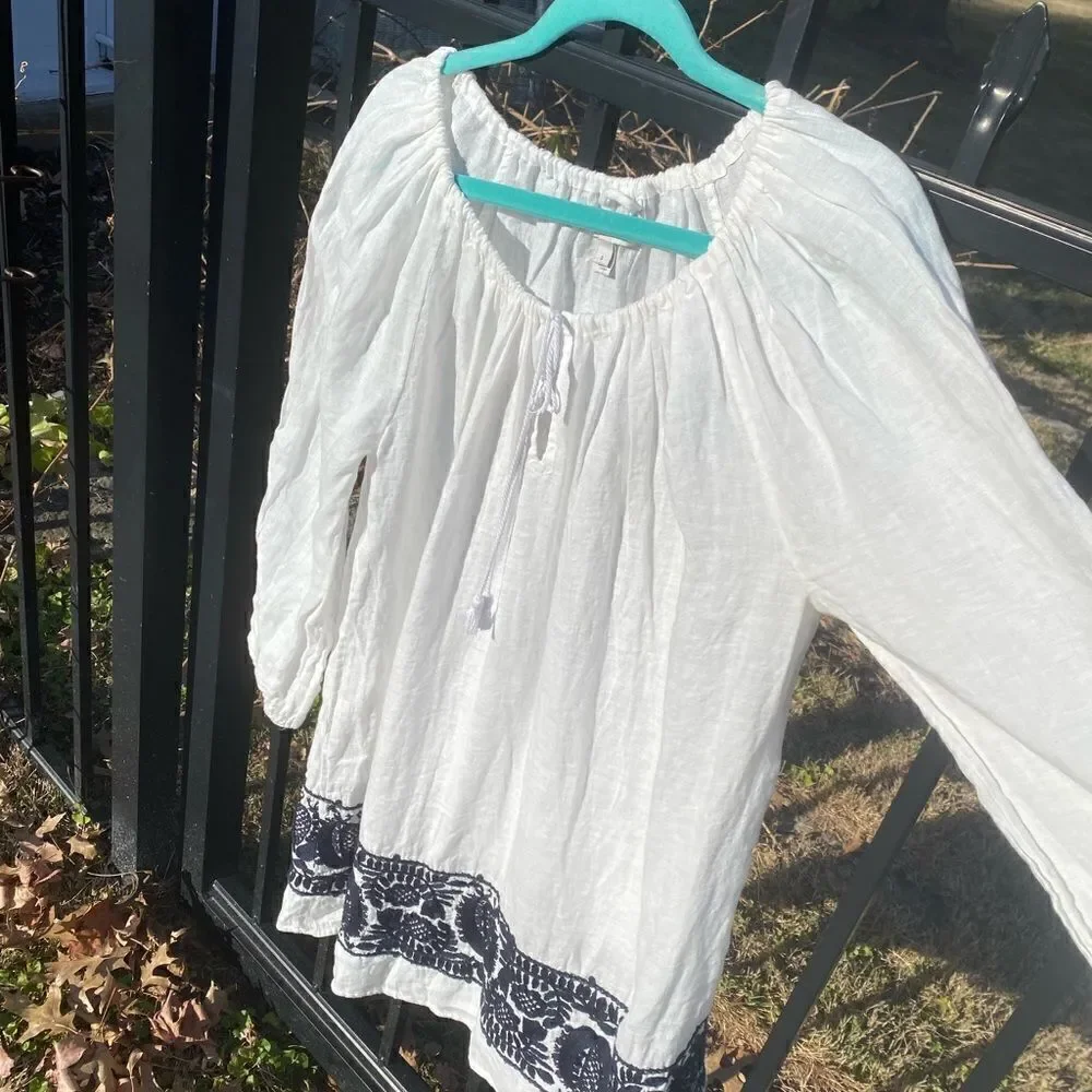 J Crew Embroidered Linen Tunic